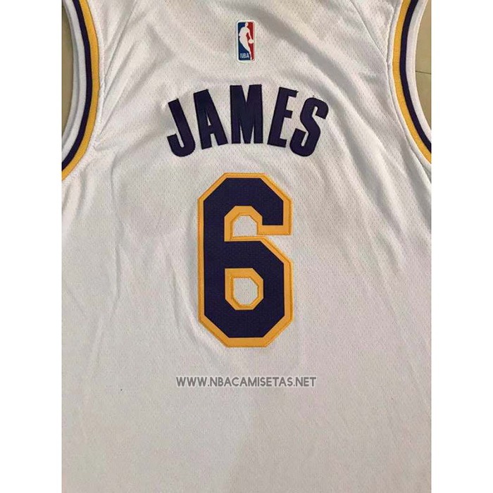 Camiseta Los Angeles Lakers LeBron James NO 6 Association 2021-22 Blanco